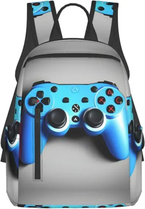 Blue Game Controller print Lightweight Laptop Backpack Travel Daypack Bookbag for Women Men for Travel Work