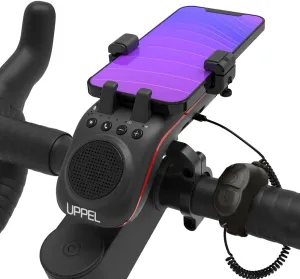 Bluetooth Speaker Bicycle, Multifunctional Bike Phone Holder 10-in-1- LED Light - Power Bank - Bike Horn - Microphone - Ideal for Road & Mountain Bike (Black)