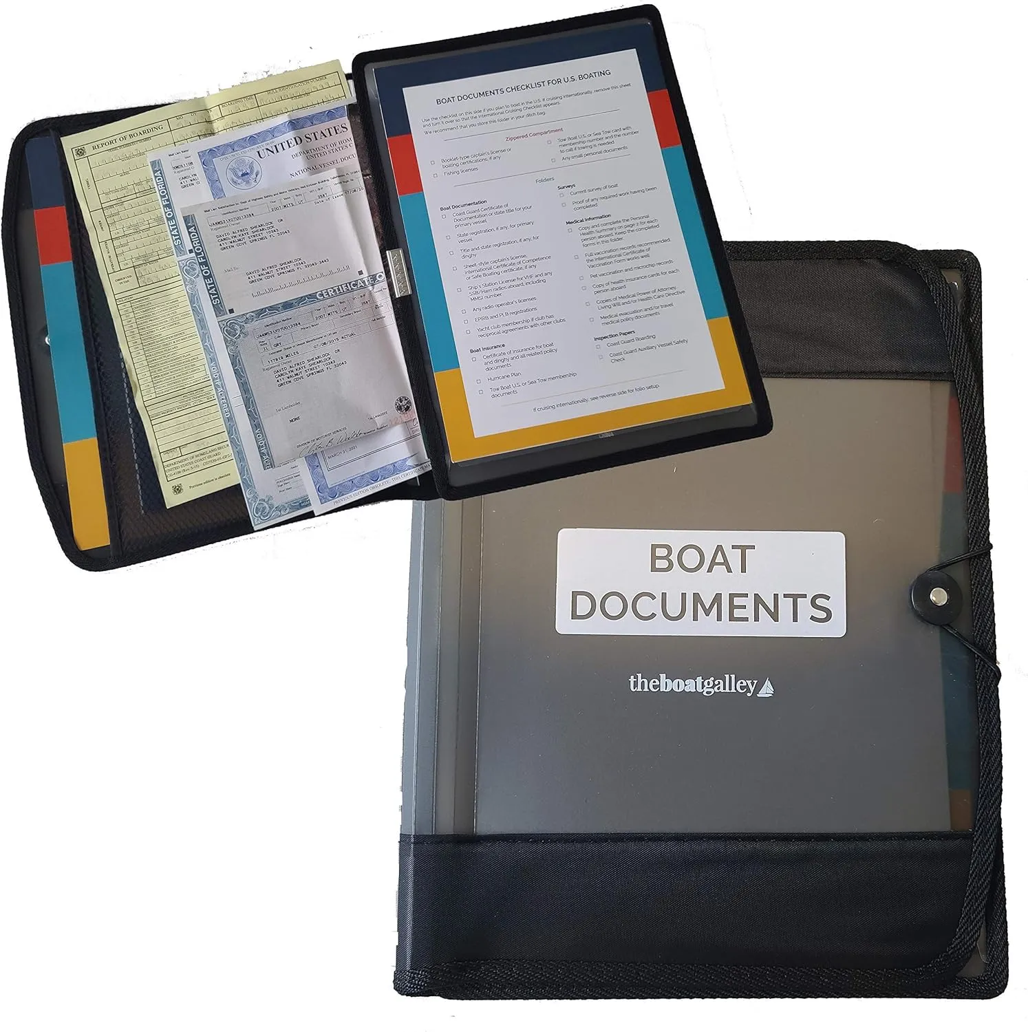 Boat Documents Organizer - Large Size Waterproof Case for Boat Papers - Keep All Documents Safe and Organized - Boating Gifts for Men (Gray)