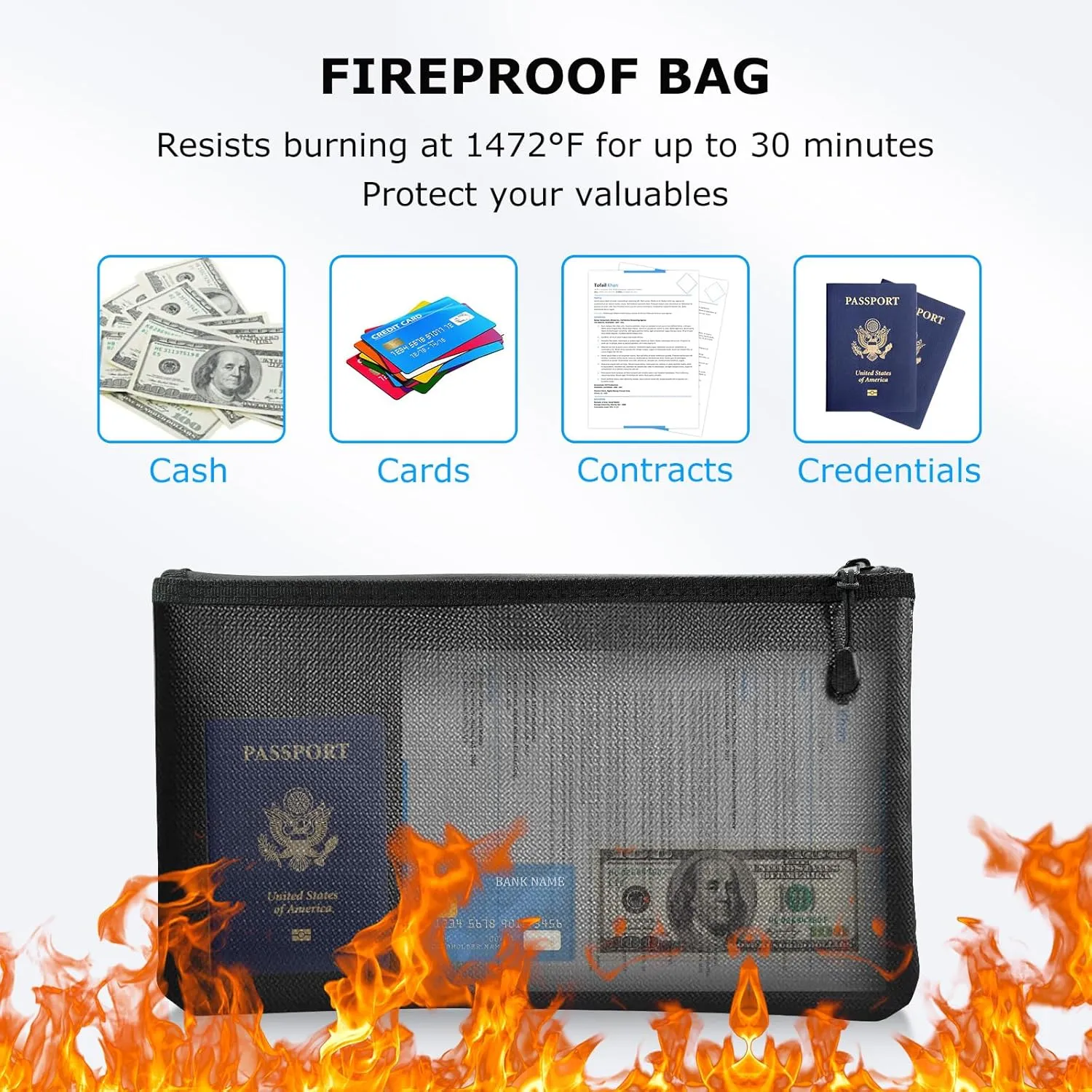 Bonsaii 1.8 Cubic Feet Security Home Safe with Digital Keypad & Fireproof Bag, Fire-Resistant Security Box for Jewelry, Cash, Guns | Fireproof Document Safe (14.2"x12.99"x19.7")