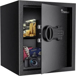 Bonsaii Steel Safe Box with Digital Keypad Lock, 1.2 Cubic Feet Security Document Safe with Removable Shelf for Home, Hotel, Office, Valuables, Money, 12.99 x 14.17 x 12.99 Inches