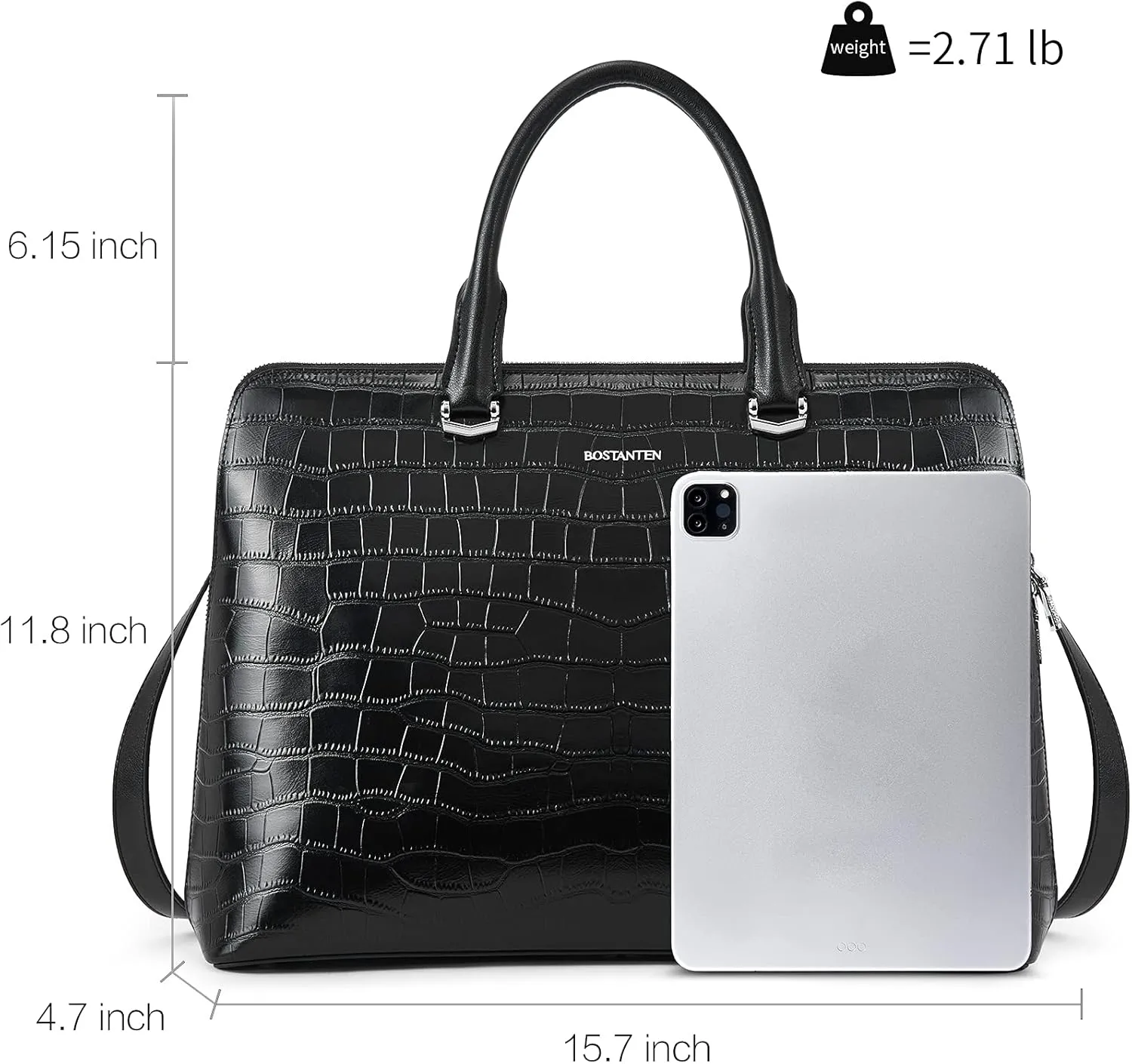 BOSTANTEN Briefcase for Women Leather 15.6 inch Laptop Shoulder Bag Office Work Crossbody Handbag