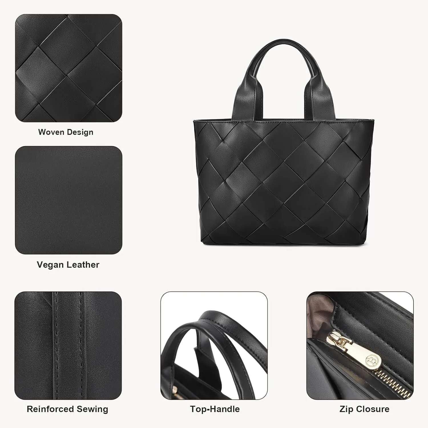 BOSTANTEN Woven Tote Bag for Women Top Handle Purses and Handbags Shoulder Crossbody Purse With Zipper