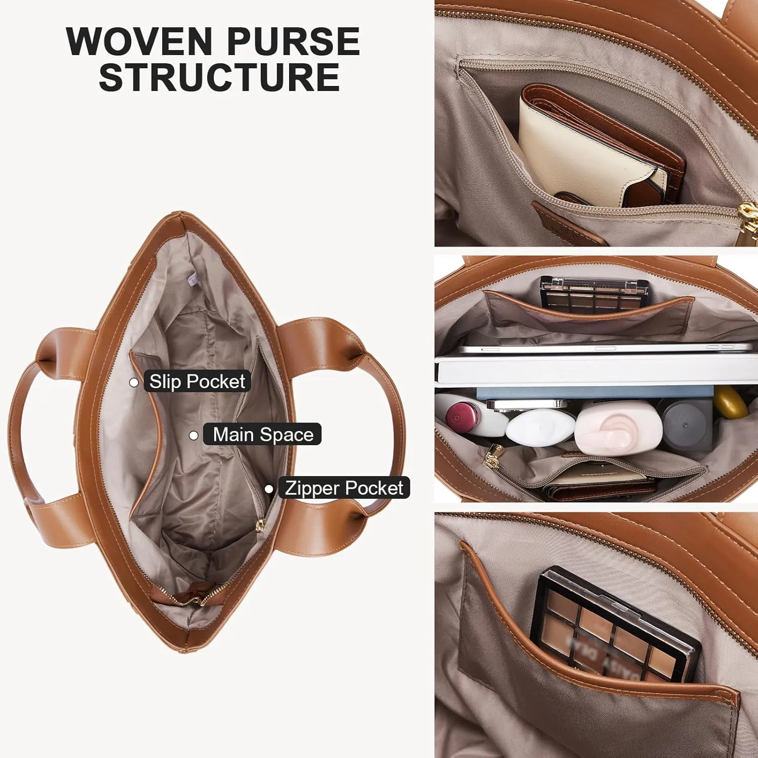 BOSTANTEN Woven Tote Bag for Women Top Handle Purses and Handbags Shoulder Crossbody Purse With Zipper