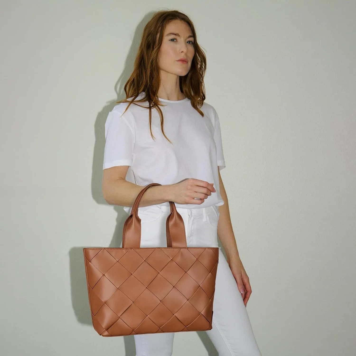 BOSTANTEN Woven Tote Bag for Women Top Handle Purses and Handbags Shoulder Crossbody Purse With Zipper