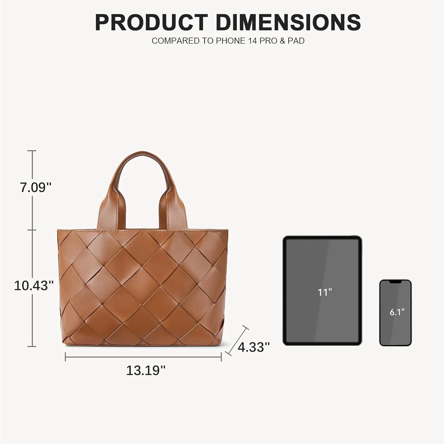 BOSTANTEN Woven Tote Bag for Women Top Handle Purses and Handbags Shoulder Crossbody Purse With Zipper