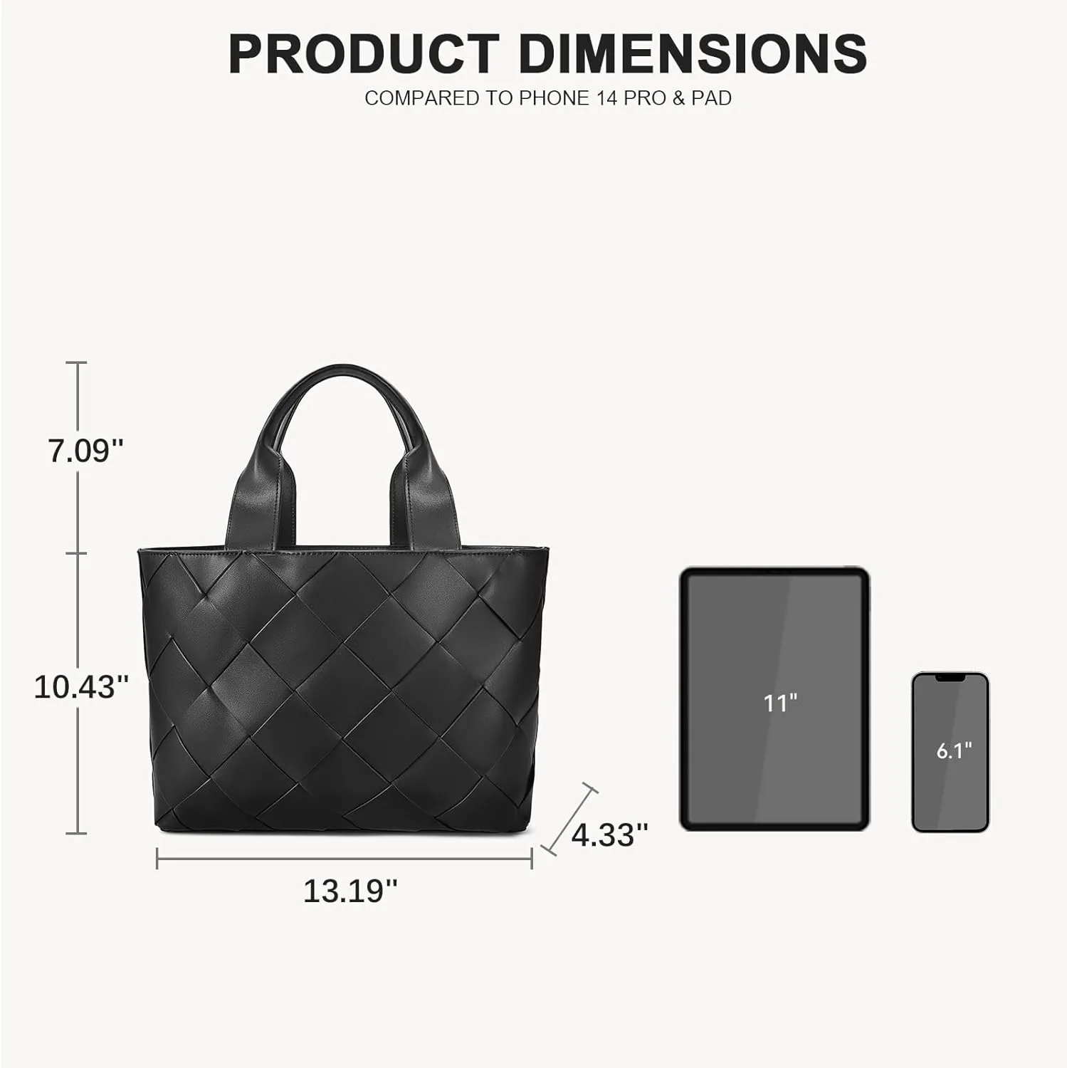 BOSTANTEN Woven Tote Bag for Women Top Handle Purses and Handbags Shoulder Crossbody Purse With Zipper