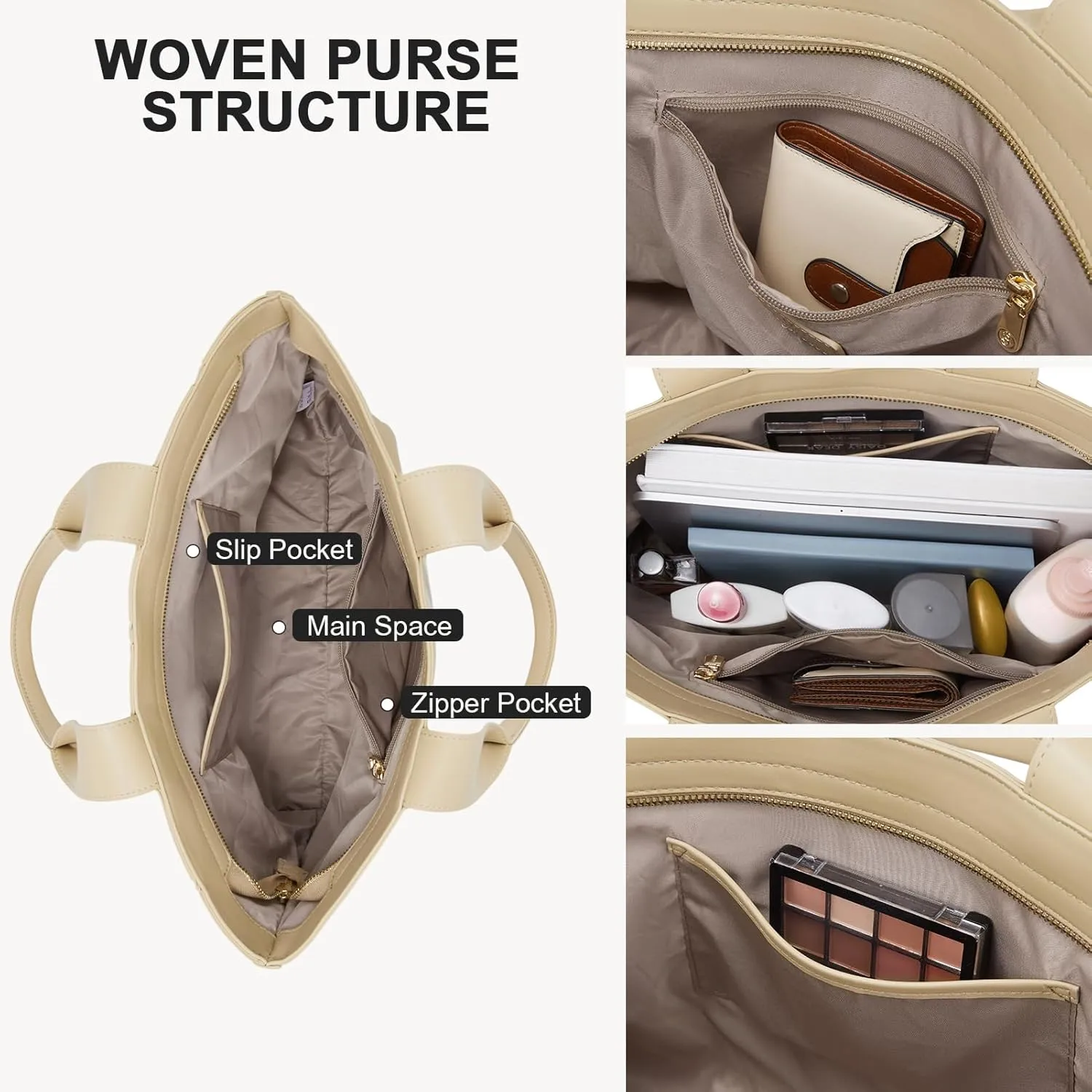 BOSTANTEN Woven Tote Bag for Women Top Handle Purses and Handbags Shoulder Crossbody Purse With Zipper
