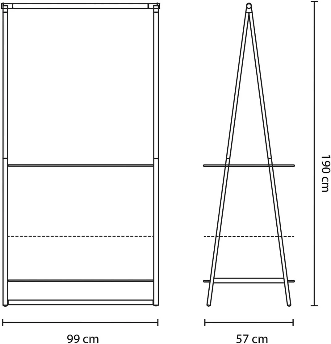 Brabantia - Linn Clothes Rack - Multi-Functional - Space Saver - Adjustable Shelves - Wardrobe Hanging - Drying Rack - Freestanding - Stable - Black - Large