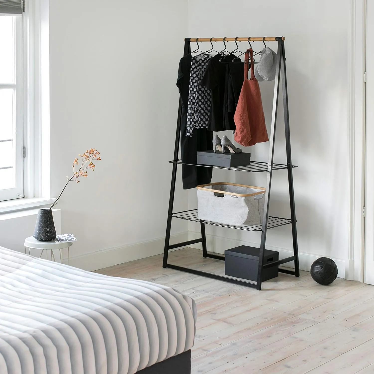 Brabantia - Linn Clothes Rack - Multi-Functional - Space Saver - Adjustable Shelves - Wardrobe Hanging - Drying Rack - Freestanding - Stable - Black - Large