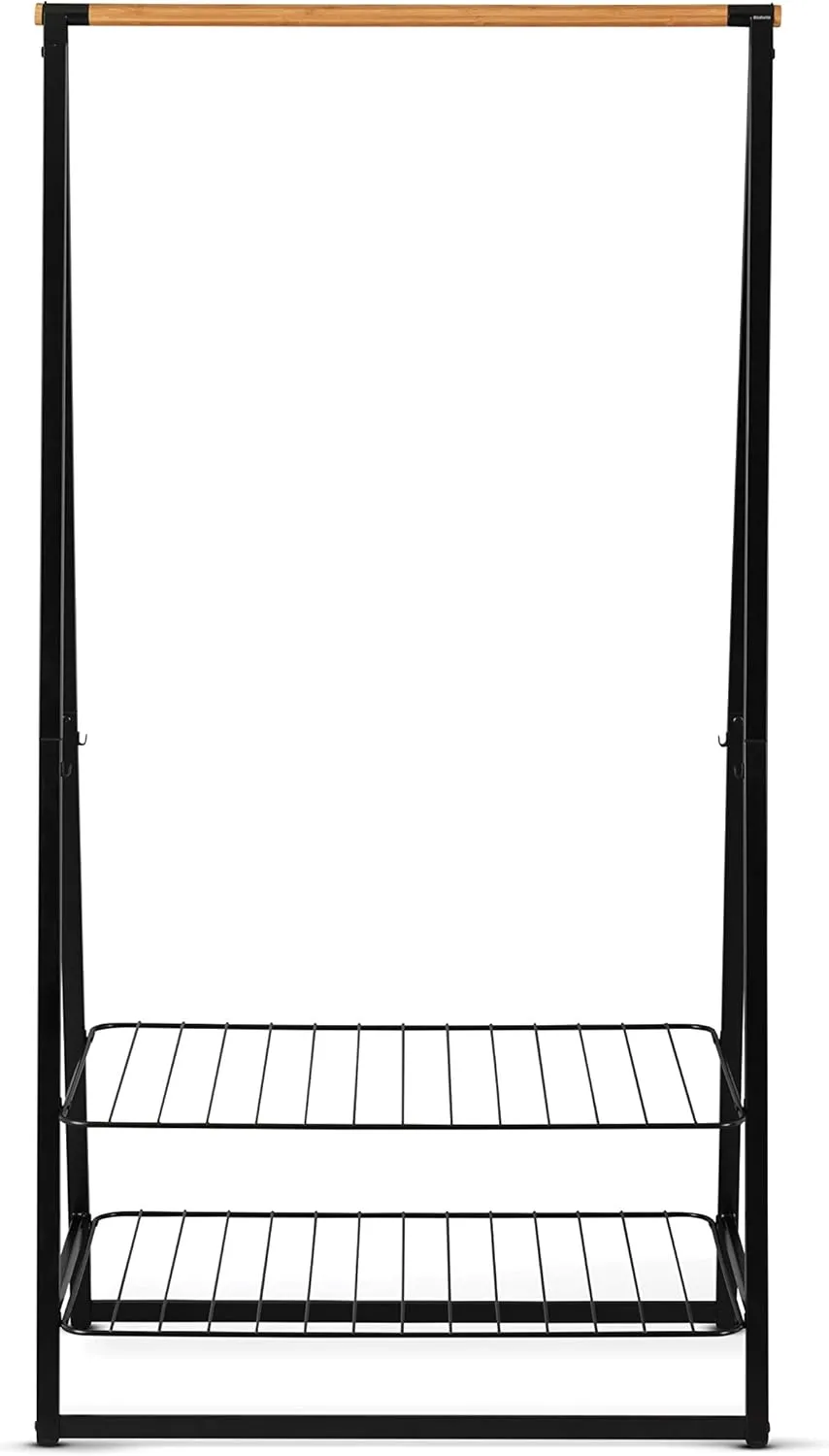 Brabantia - Linn Clothes Rack - Multi-Functional - Space Saver - Adjustable Shelves - Wardrobe Hanging - Drying Rack - Freestanding - Stable - Black - Large