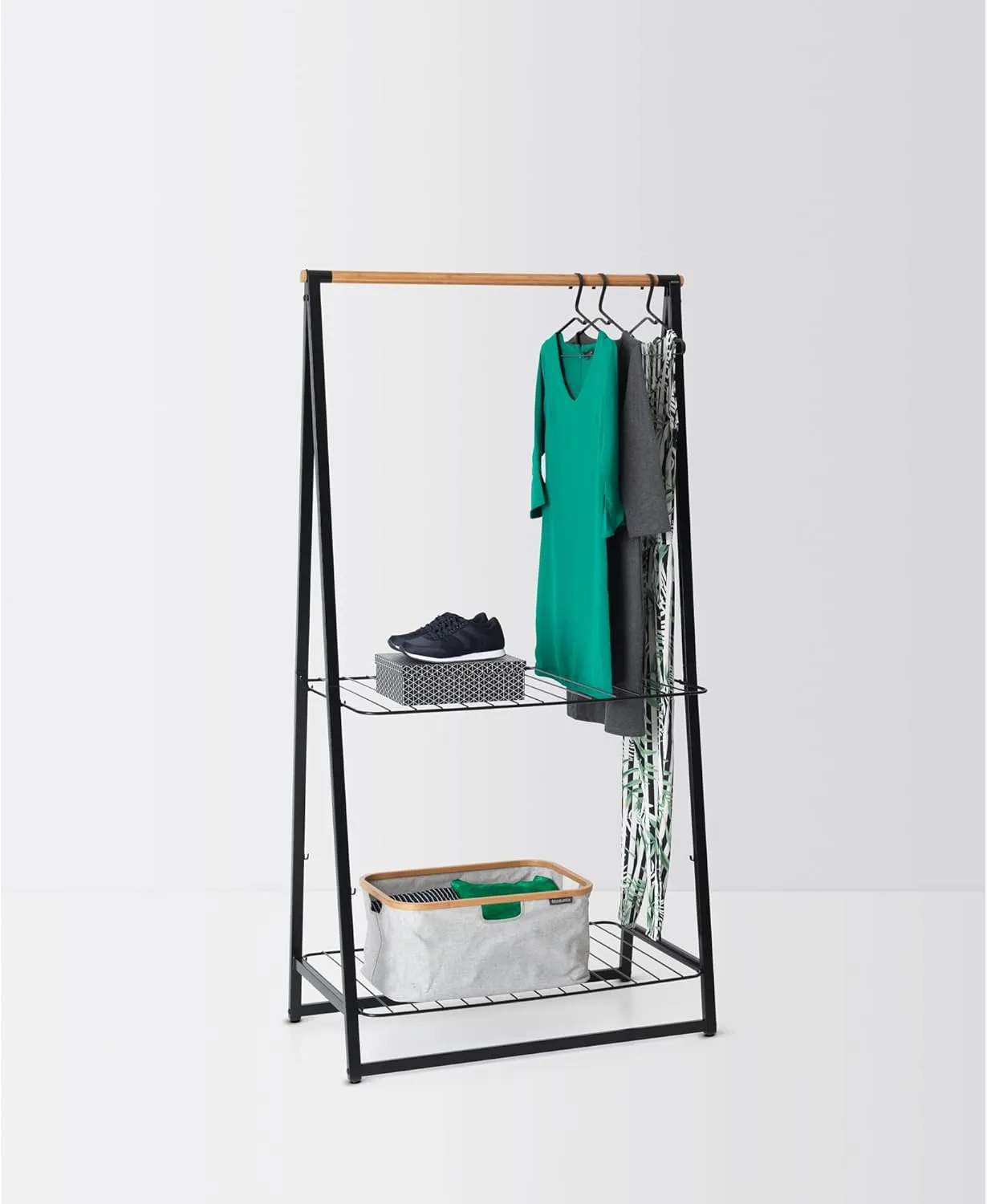 Brabantia - Linn Clothes Rack - Multi-Functional - Space Saver - Adjustable Shelves - Wardrobe Hanging - Drying Rack - Freestanding - Stable - Black - Large