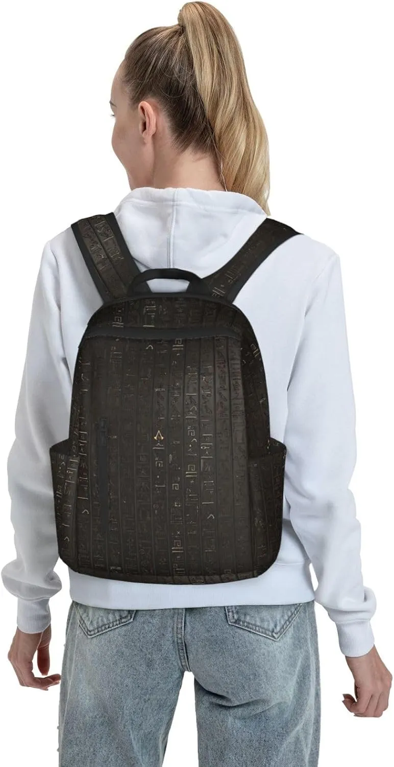 BREAUX Ancient Egyptian Hieroglyph Print Simple And Lightweight Leisure Backpack, Men'S And Women'S Fashionable Travel Backpack