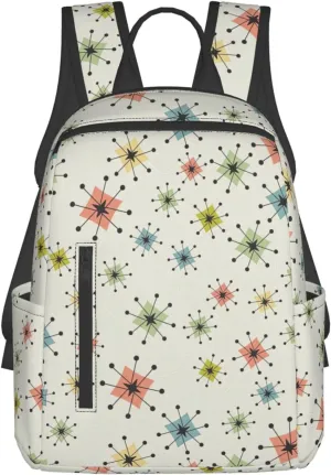 BREAUX Atomic Stars Pattern Lightweight Backpack Travel Shoulder Bag Laptop Backpack High Density Twill Composite Fabric