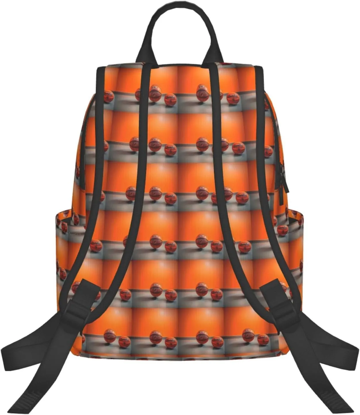 BREAUX Basketball Orange Print Simple And Lightweight Leisure Backpack, Men'S And Women'S Fashionable Travel Backpack
