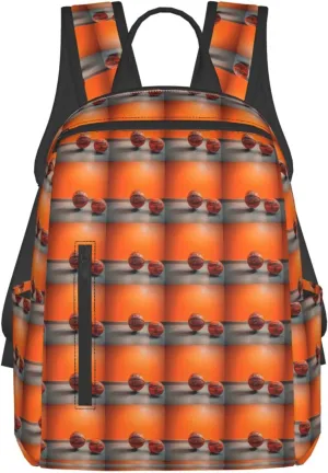 BREAUX Basketball Orange Print Simple And Lightweight Leisure Backpack, Men'S And Women'S Fashionable Travel Backpack