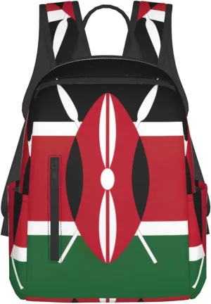 BREAUX Flag of Kenya Lightweight Backpack Travel Shoulder Bag Laptop Backpack High Density Twill Composite Fabric
