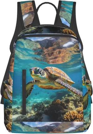 BREAUX Lord Howe Island Sea Turtle Lightweight Backpack Travel Shoulder Bag Laptop Backpack High Density Twill Composite Fabric