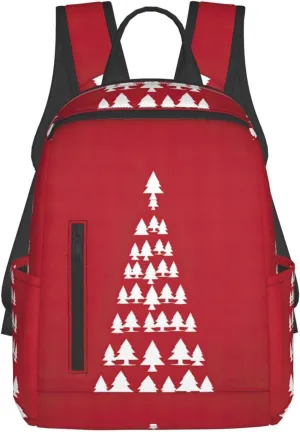 BREAUX Merry Christmas Birch Tree Lightweight Backpack Travel Shoulder Bag Laptop Backpack High Density Twill Composite Fabric