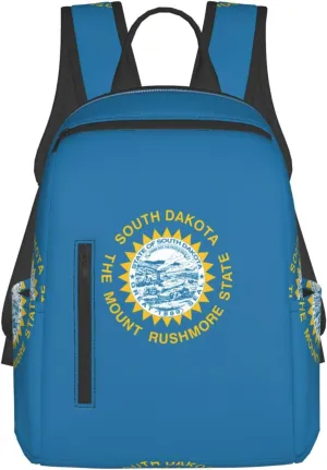 BREAUX South Dakota Flag Lightweight Backpack Travel Shoulder Bag Laptop Backpack High Density Twill Composite Fabric