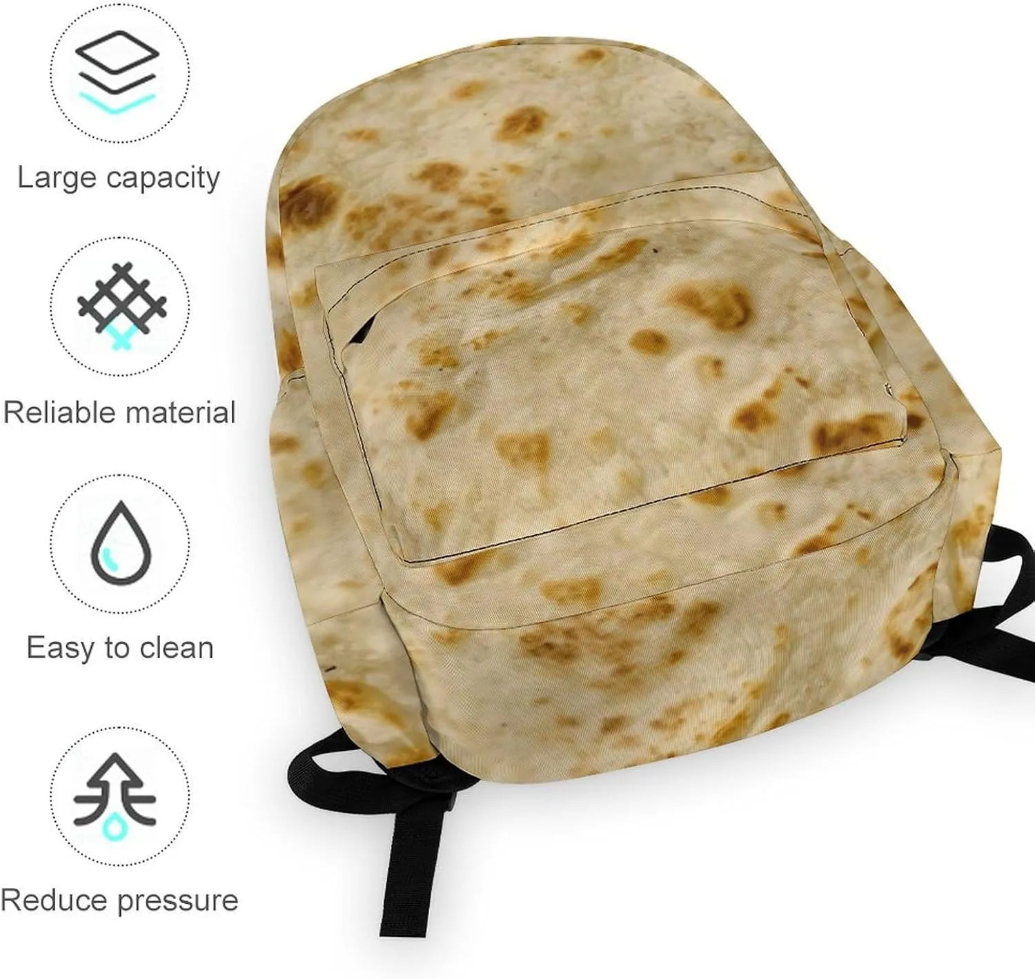 Burritos, Giant Tortilla Large Capacity Backpack, Simple And Practical, Exquisite And Minimalist Design