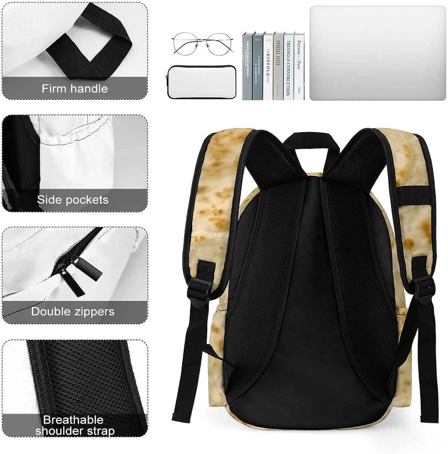 Burritos, Giant Tortilla Large Capacity Backpack, Simple And Practical, Exquisite And Minimalist Design
