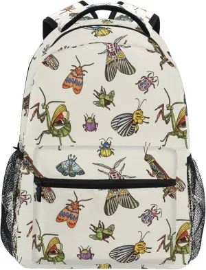 Butterfly Grasshoppers Bugs Insect Backpack for Boys Girls Teens, Kids Bookbag Laptop Tablet Travel School Bag with Name Tag