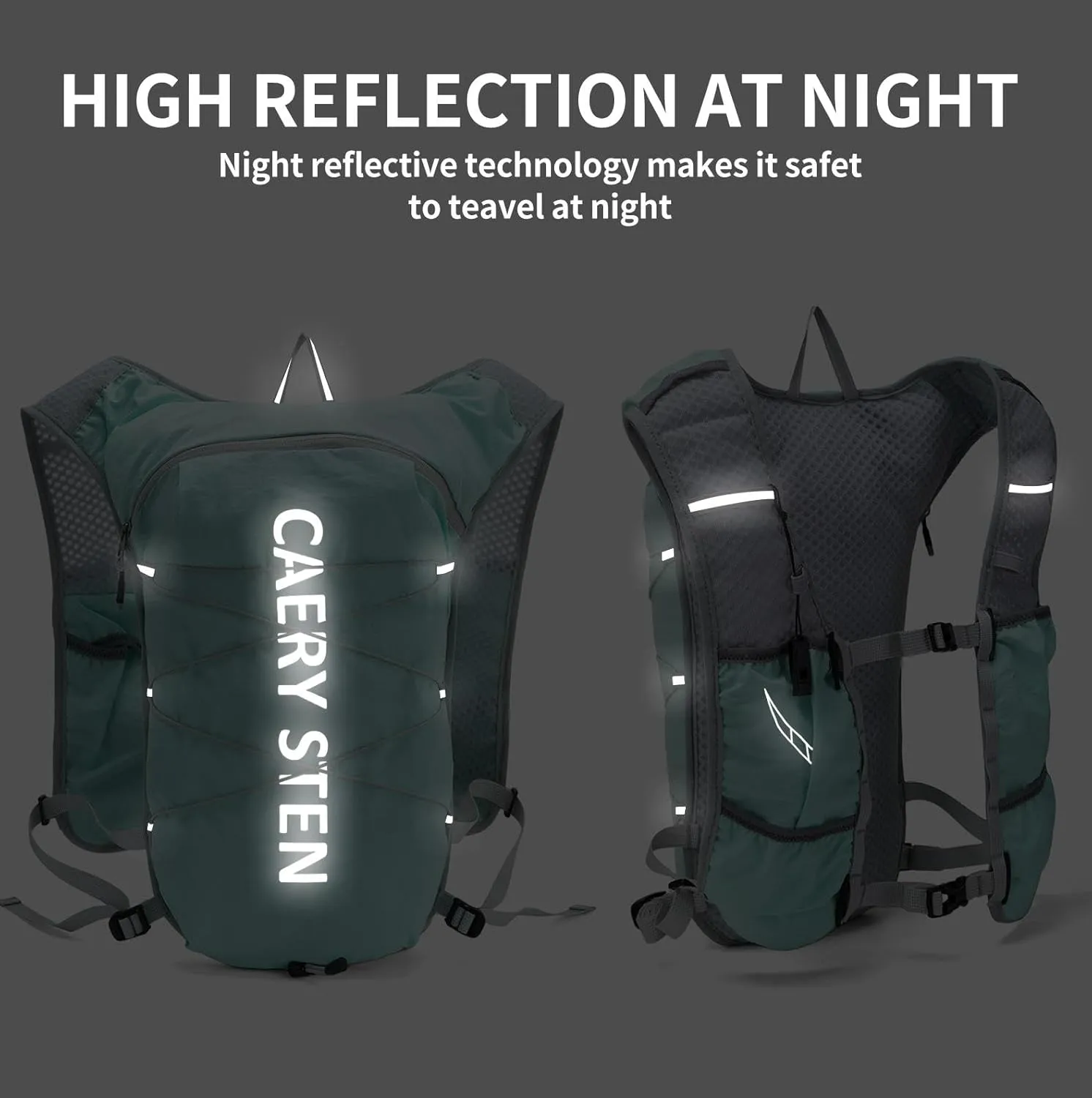 CAERY STEN Hydrated Backpack, Running Vest, paired with a 1.5L Water Bag Hiking Backpack, Suitable for Running, Hiking, Marathon, and Both Men and Women