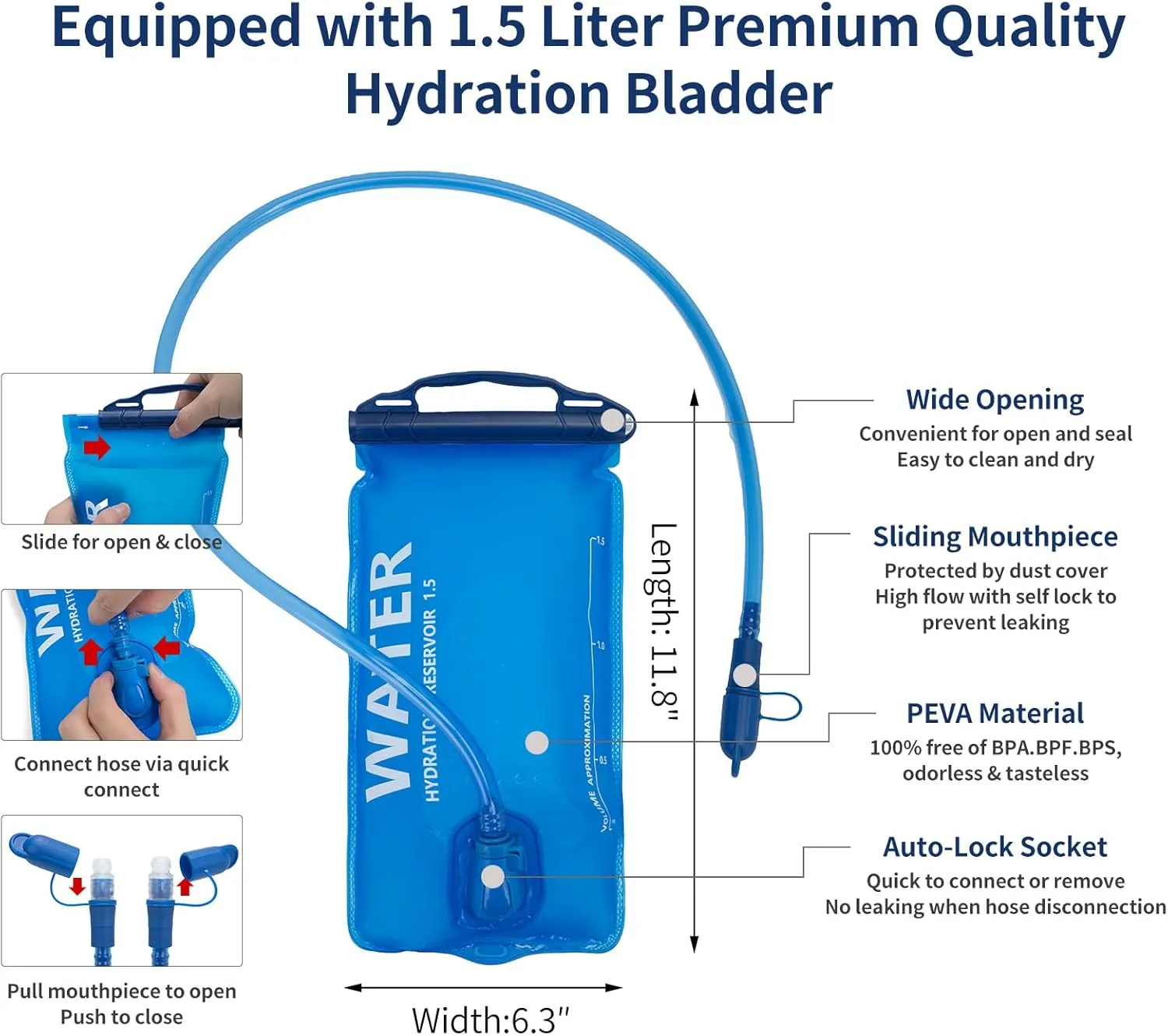 CAERY STEN Hydrated Backpack, Running Vest, paired with a 1.5L Water Bag Hiking Backpack, Suitable for Running, Hiking, Marathon, and Both Men and Women