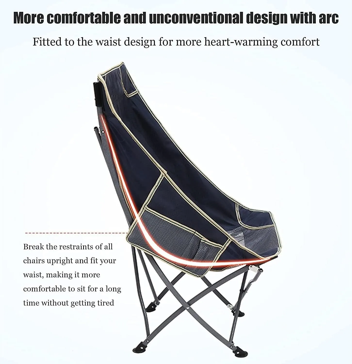 Camping Chair Ultralight Folding Camping Chair with Backrest Leisure Beach Seat with Mesh External Hanging Bag Portable Backpack Chair Folding Chair (Color : C) (B One S