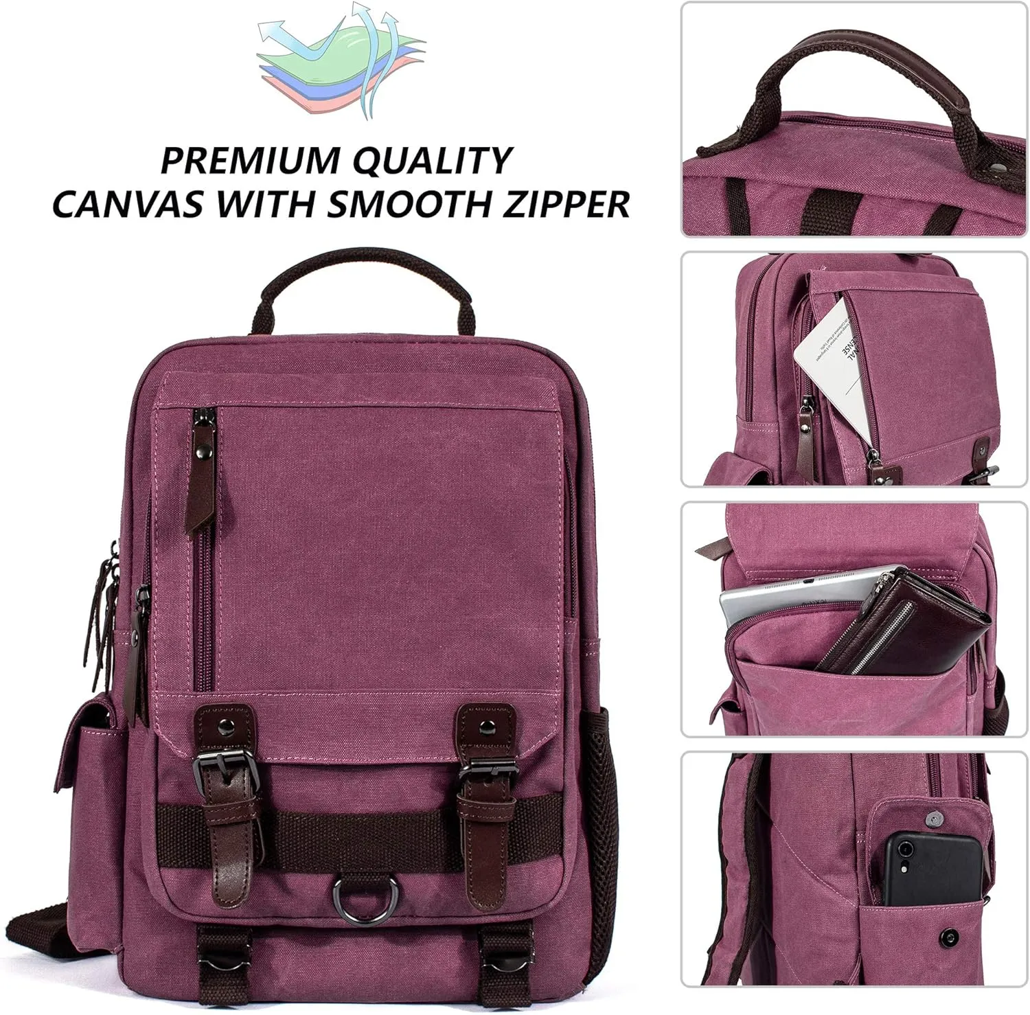 Canvas Messenger Bag Crossbody Shoulder Backpack Sling Bag Rucksack Daypack Casual Travel