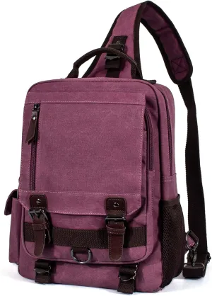 Canvas Messenger Bag Crossbody Shoulder Backpack Sling Bag Rucksack Daypack Casual Travel