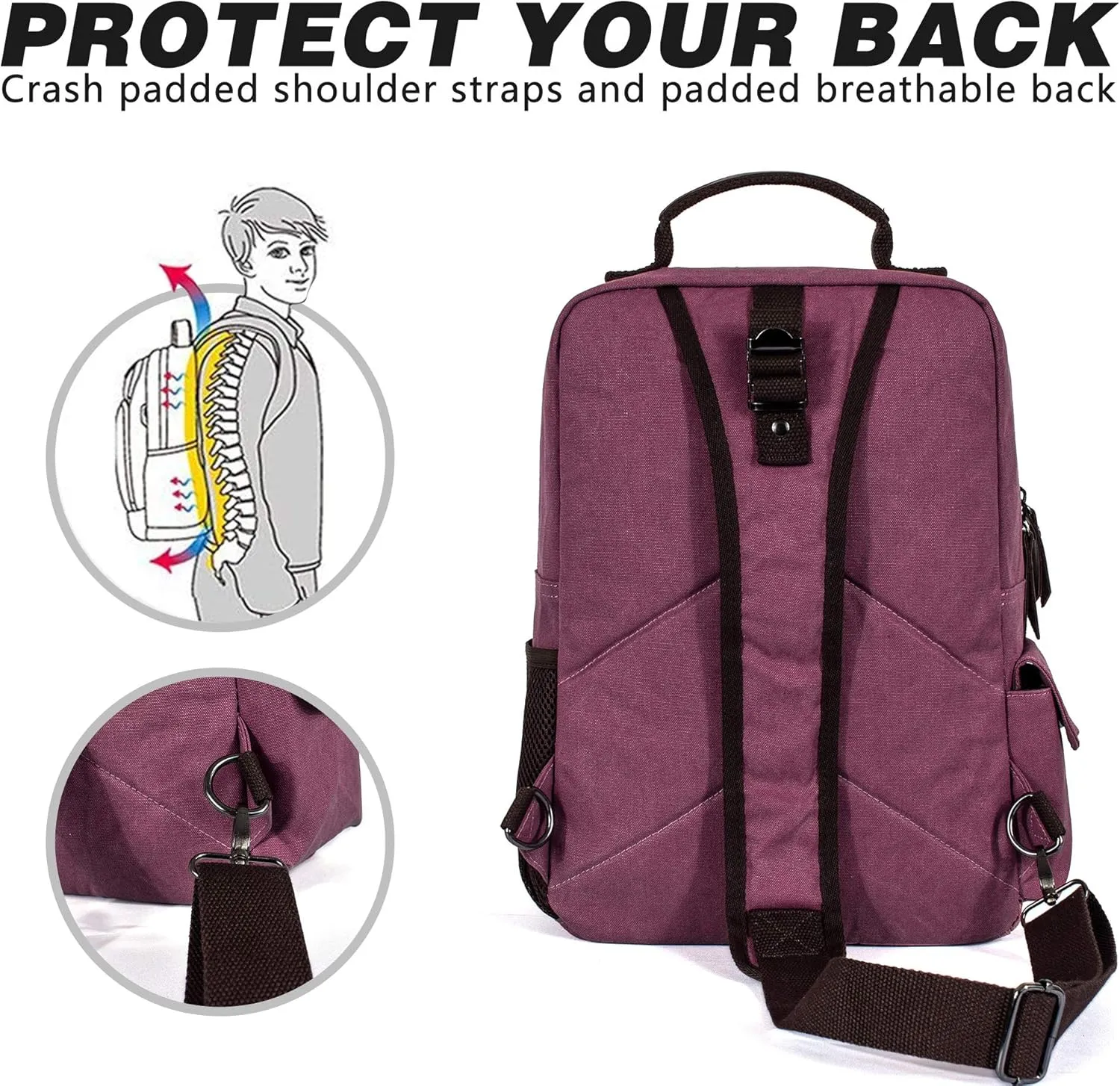 Canvas Messenger Bag Crossbody Shoulder Backpack Sling Bag Rucksack Daypack Casual Travel