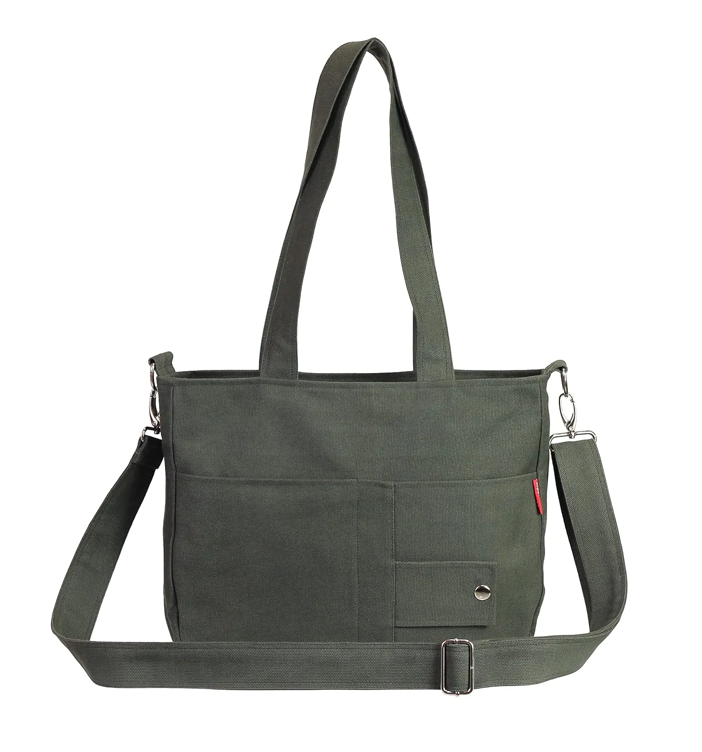 Canvas Shoulder Bag Crossbody Detachable Strap Messenger Bag Travel Multi Pockets Tote Eco Cotton Diaper Bag Grocery Casual Bag Minimalist