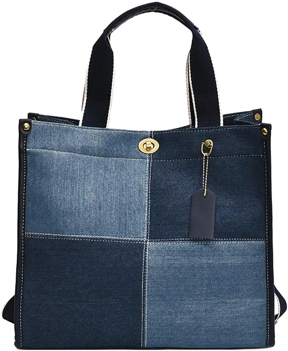 Canvas Tote Bag Women Large Denim Shoulder Bag Vintage Satchels Cute Hobo Bags Work Travel College Casual Tote Handbag