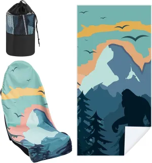 Car Seat Towel Covers with Storage Bag Seat Post Workout Sweat Cover Washable Non Slip for Car Towel for Dog Pet Workout Outdoor Sport Activities(Sasquatch)