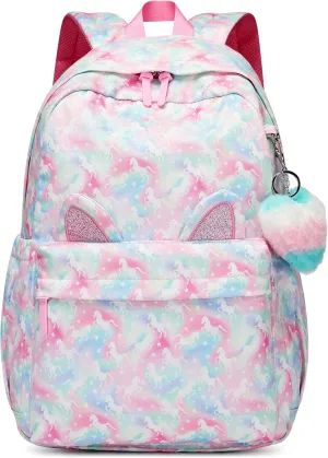 Caran·Y Kids Backpack for School-Lightweight Waterproof Large 30L Capacity Backpack with Gift Packaging Spacious Classic Design for Girls Ages 6-18(Pink & Green)