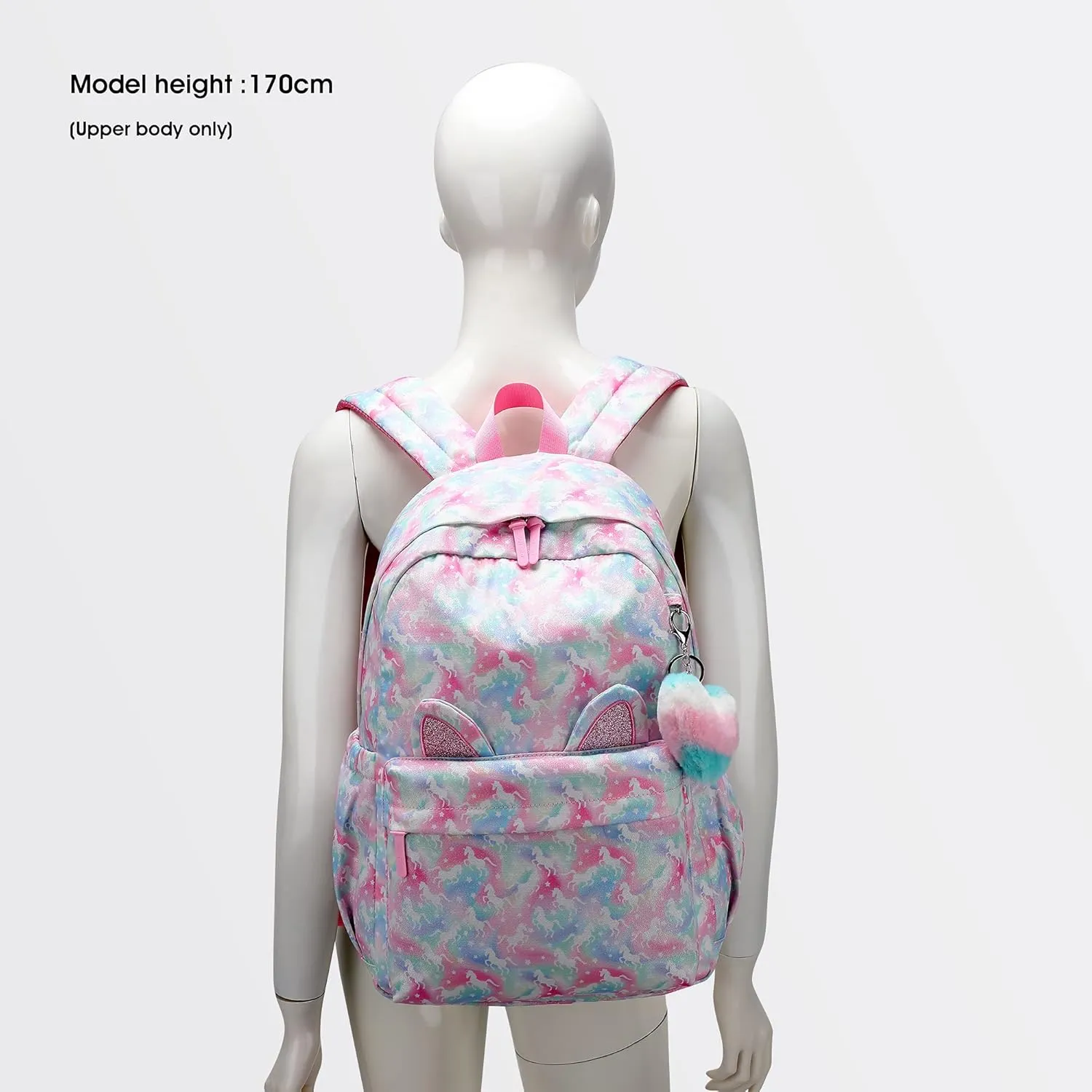 Caran·Y Kids Backpack for School-Lightweight Waterproof Large 30L Capacity Backpack with Gift Packaging Spacious Classic Design for Girls Ages 6-18(Pink & Green)