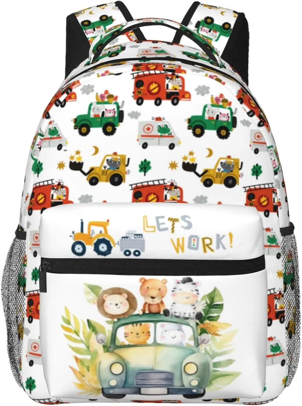 Cars Backpack Animal Travel Backpack Zoo Tree Waterproof Backpack Simple Modern Backpack Lion Cute Backpacks Tiger Zebra Back Pack Excavator Lorry Bookbag Zoo Animals Book Bags Bear Backpack