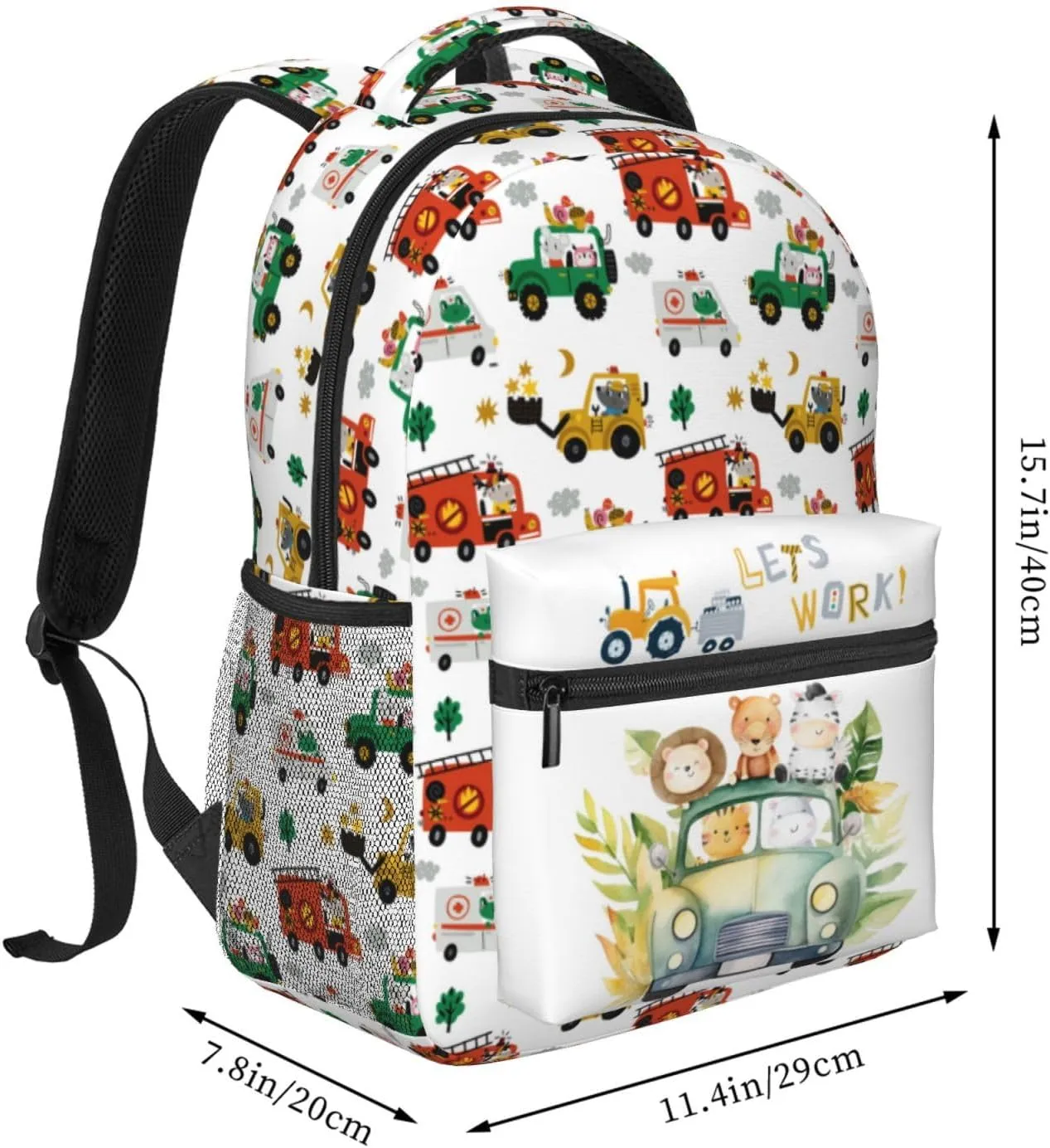 Cars Backpack Animal Travel Backpack Zoo Tree Waterproof Backpack Simple Modern Backpack Lion Cute Backpacks Tiger Zebra Back Pack Excavator Lorry Bookbag Zoo Animals Book Bags Bear Backpack