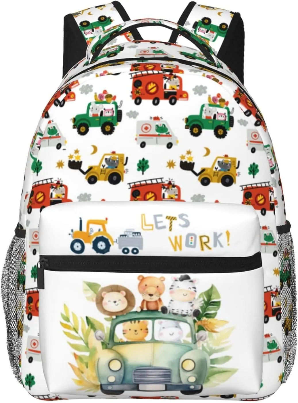 Cars Backpack Animal Travel Backpack Zoo Tree Waterproof Backpack Simple Modern Backpack Lion Cute Backpacks Tiger Zebra Back Pack Excavator Lorry Bookbag Zoo Animals Book Bags Bear Backpack