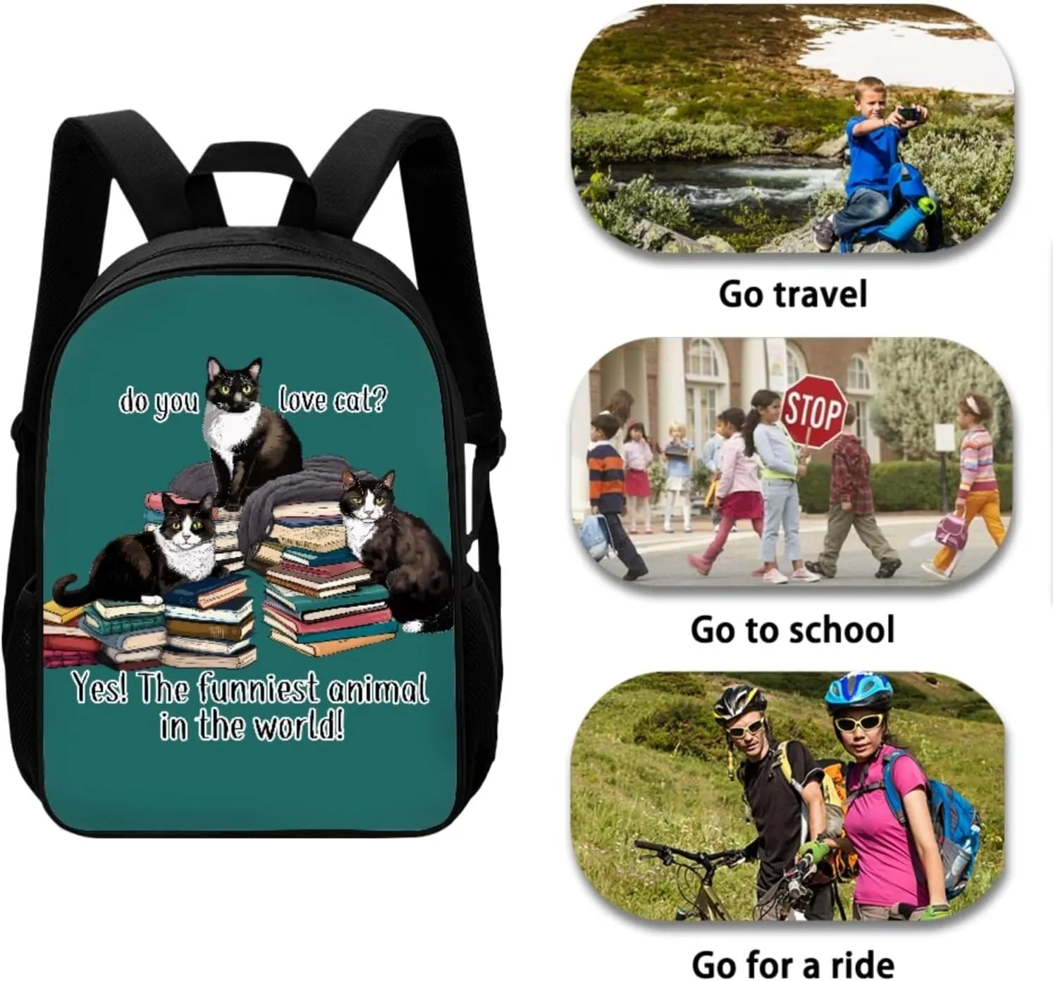 Cat Backpack with Lunch Box Purse Backpack for Students School Pencil Case Book bag Gift Giving Acceptable Picture Customization 3 Items