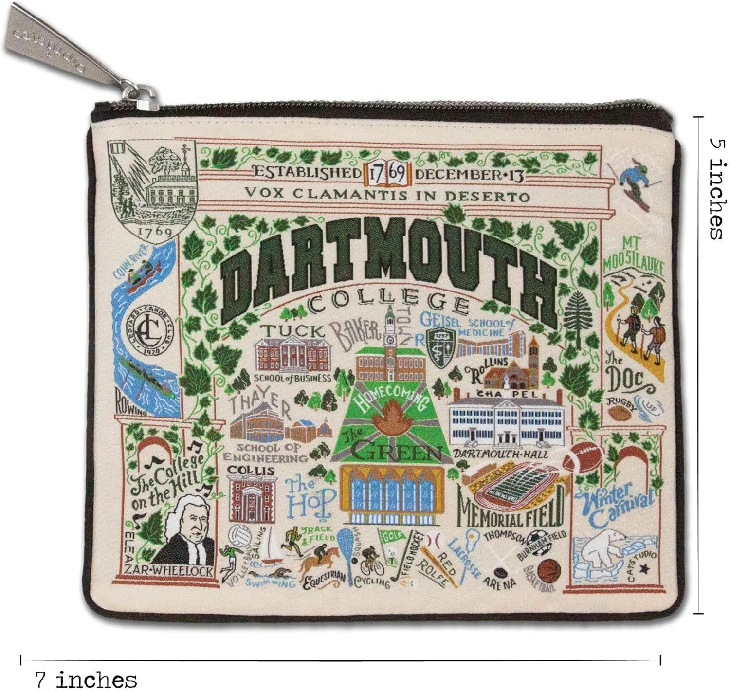 catstudio Dartmouth College Zip Pouch | Use as Wallet, Clutch, Handbag or Makeup Bag