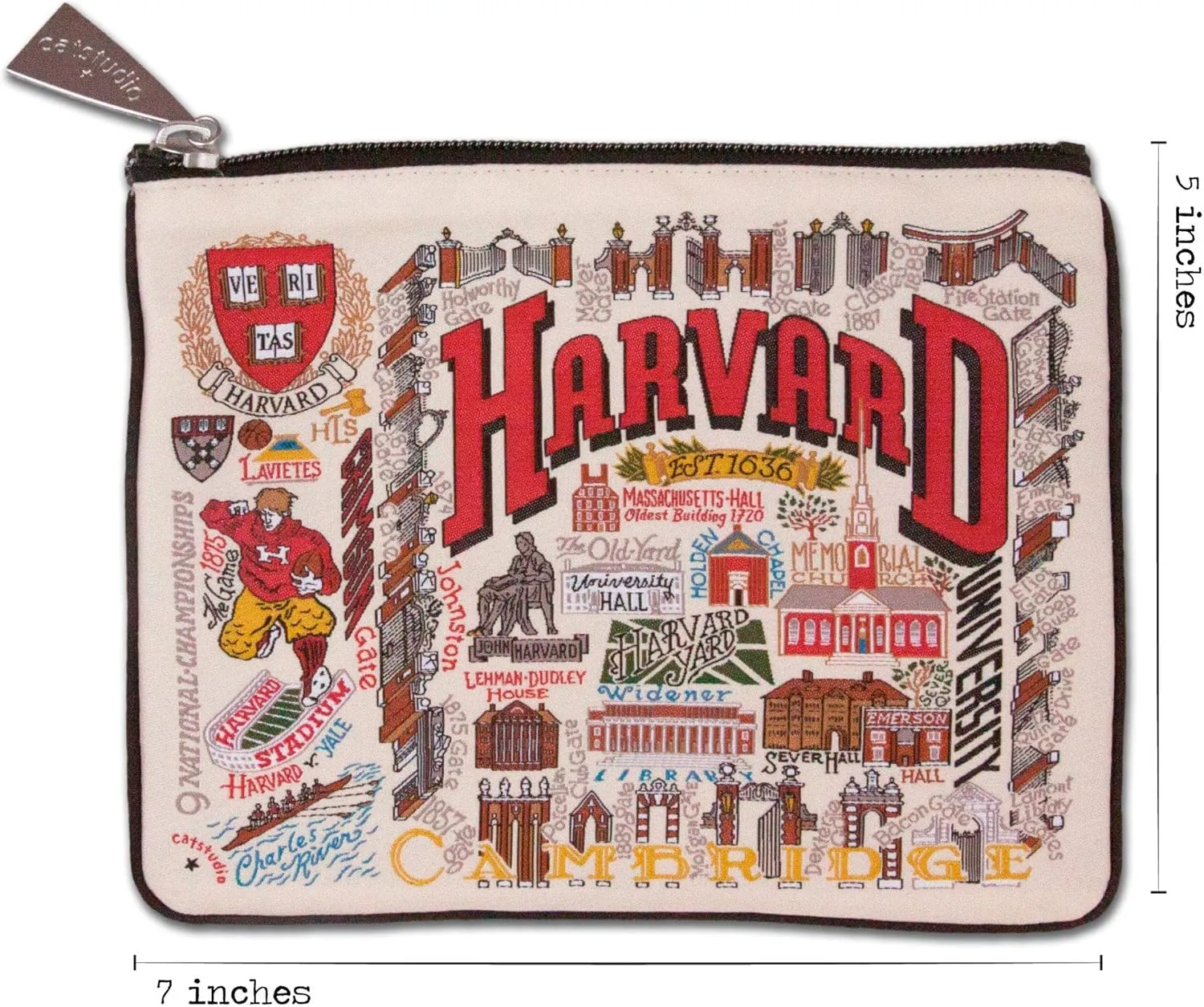 catstudio Harvard University Collegiate Zipper Pouch Purse | Holds Your Phone, Coins, Makeup, Dog Treats, & Tech Tools