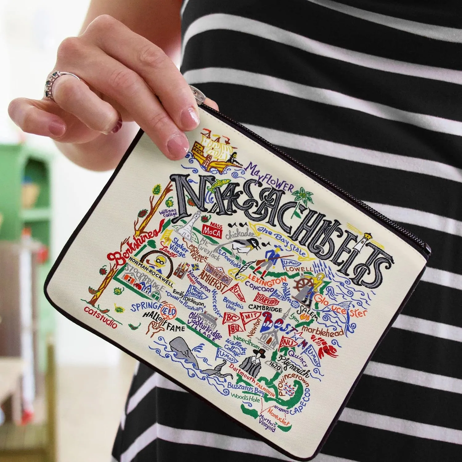catstudio Massachusetts Zipper Pouch Purse | Holds Your Phone, Coins, Makeup, Dog Treats, & Tech Tools