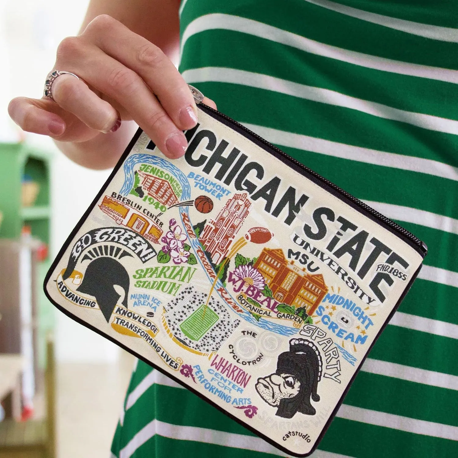 catstudio Michigan State University Collegiate Zipper Pouch Purse | Holds Your Phone, Coins, Makeup, Dog Treats, & Tech Tools