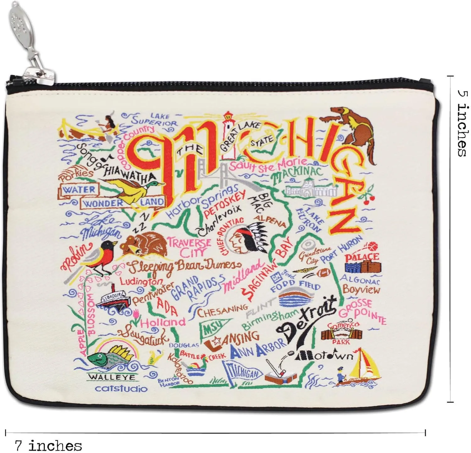 catstudio Natural Michigan Zipper Pouch Purse | Holds Your Phone, Coins, Makeup, Dog Treats, & Tech Tools