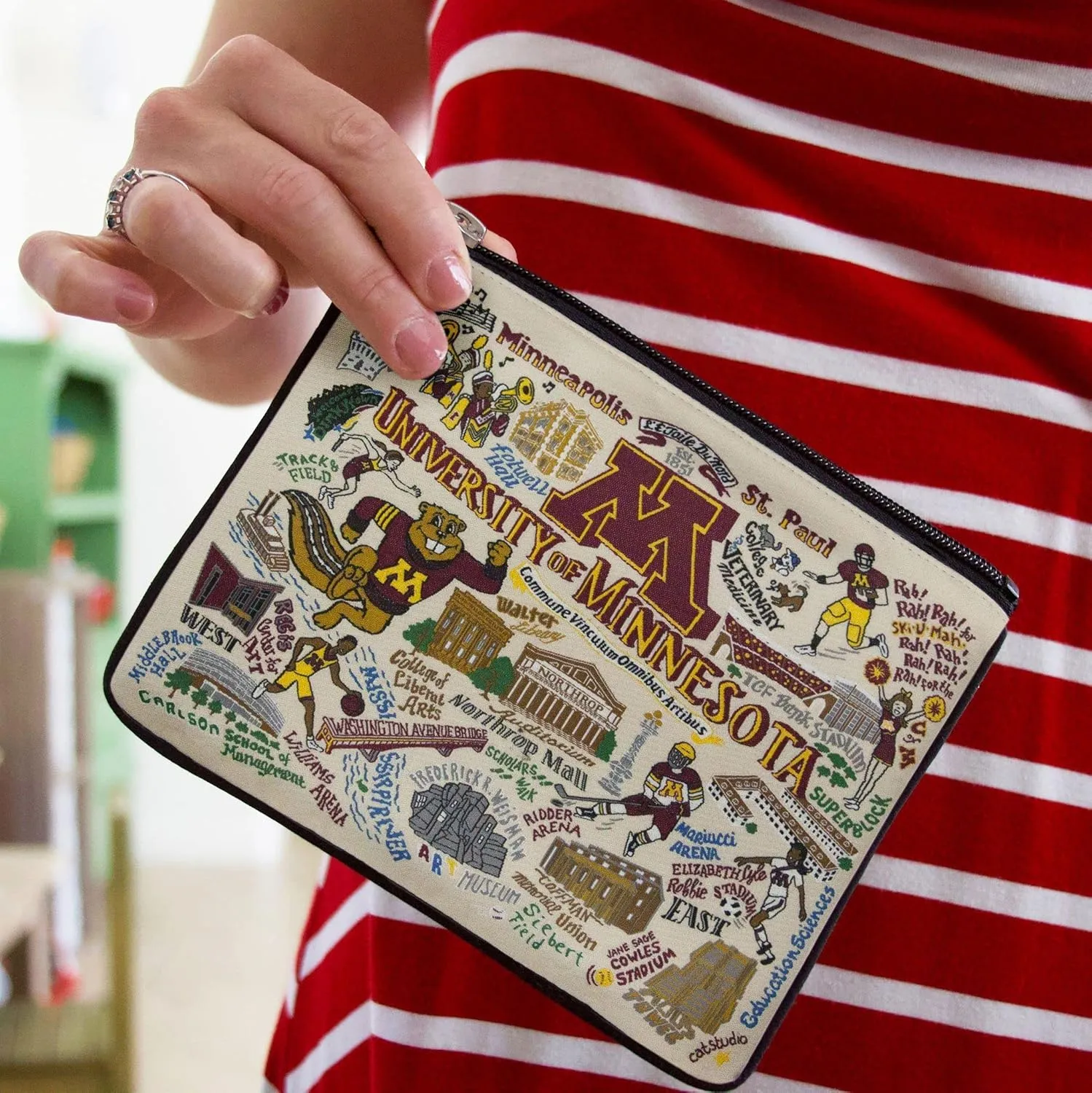 catstudio University of Minnesota Collegiate Zipper Pouch Purse | Holds Your Phone, Coins, Makeup, Dog Treats, & Tech Tools