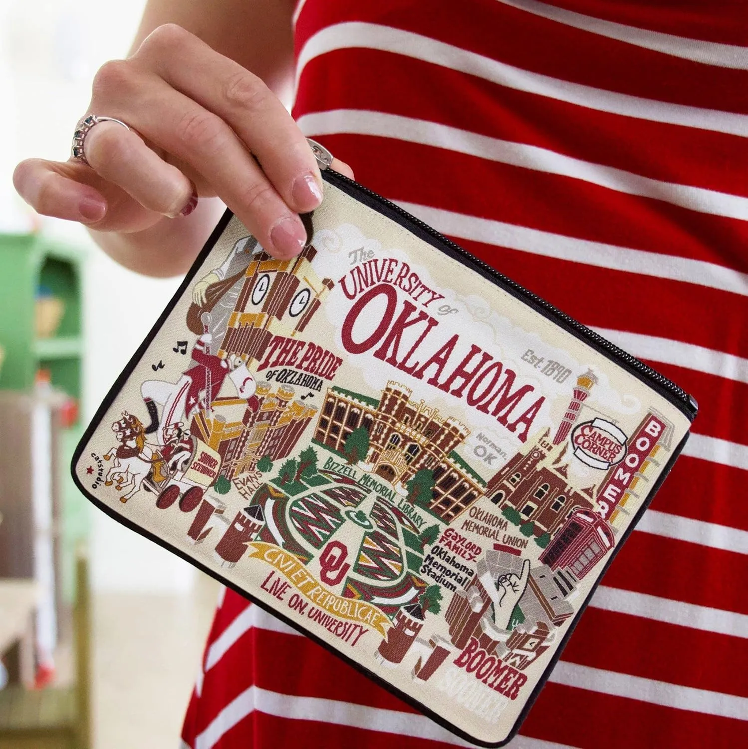 catstudio University of Oklahoma Collegiate Zipper Pouch Purse | Holds Your Phone, Coins, Makeup, Dog Treats, & Tech Tools