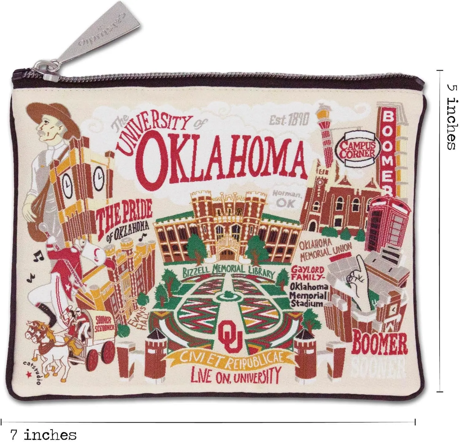 catstudio University of Oklahoma Collegiate Zipper Pouch Purse | Holds Your Phone, Coins, Makeup, Dog Treats, & Tech Tools